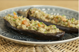 Eggplant puree with fresh tomato, parsley and apple cider vinegar