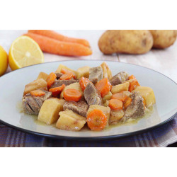 Lemon beef stew with potatoes and carrots