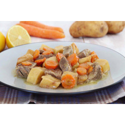 Lemon beef stew with potatoes and carrots