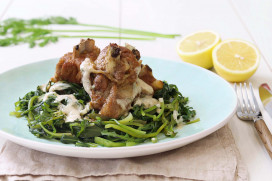 Goat stew in egg-lemon sauce with spiny chicory