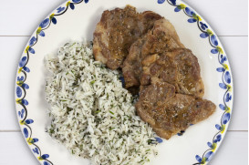 Zesty lemon pork with white wine, fresh herbs and basmati rice